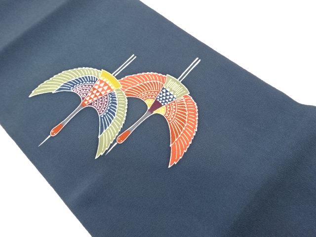 JAPANESE NAGOYA OBI / CHIRIMEN / CRANES